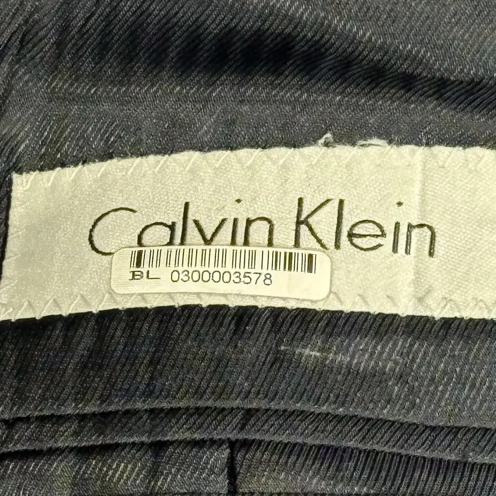 Calvin Klein Blazer Mens 46L Black 100% Wool 3 Button Notch Lapel Sport Coat
